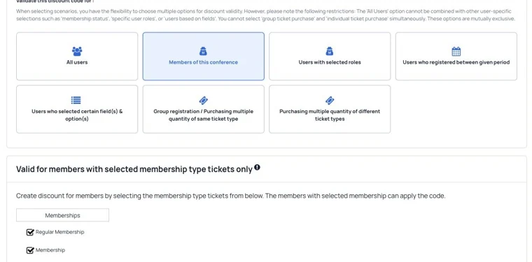 Offer a discount to members with selected membership plans.
