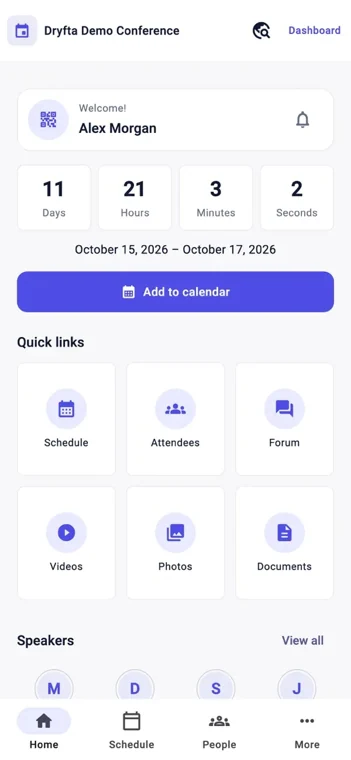 Dryfta’s iOS event home, as shown on the App Store.