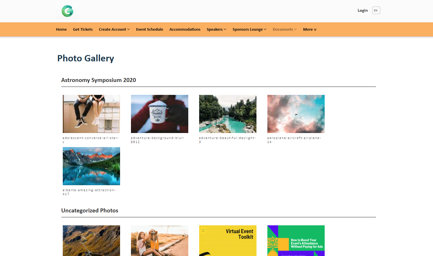 event website builder