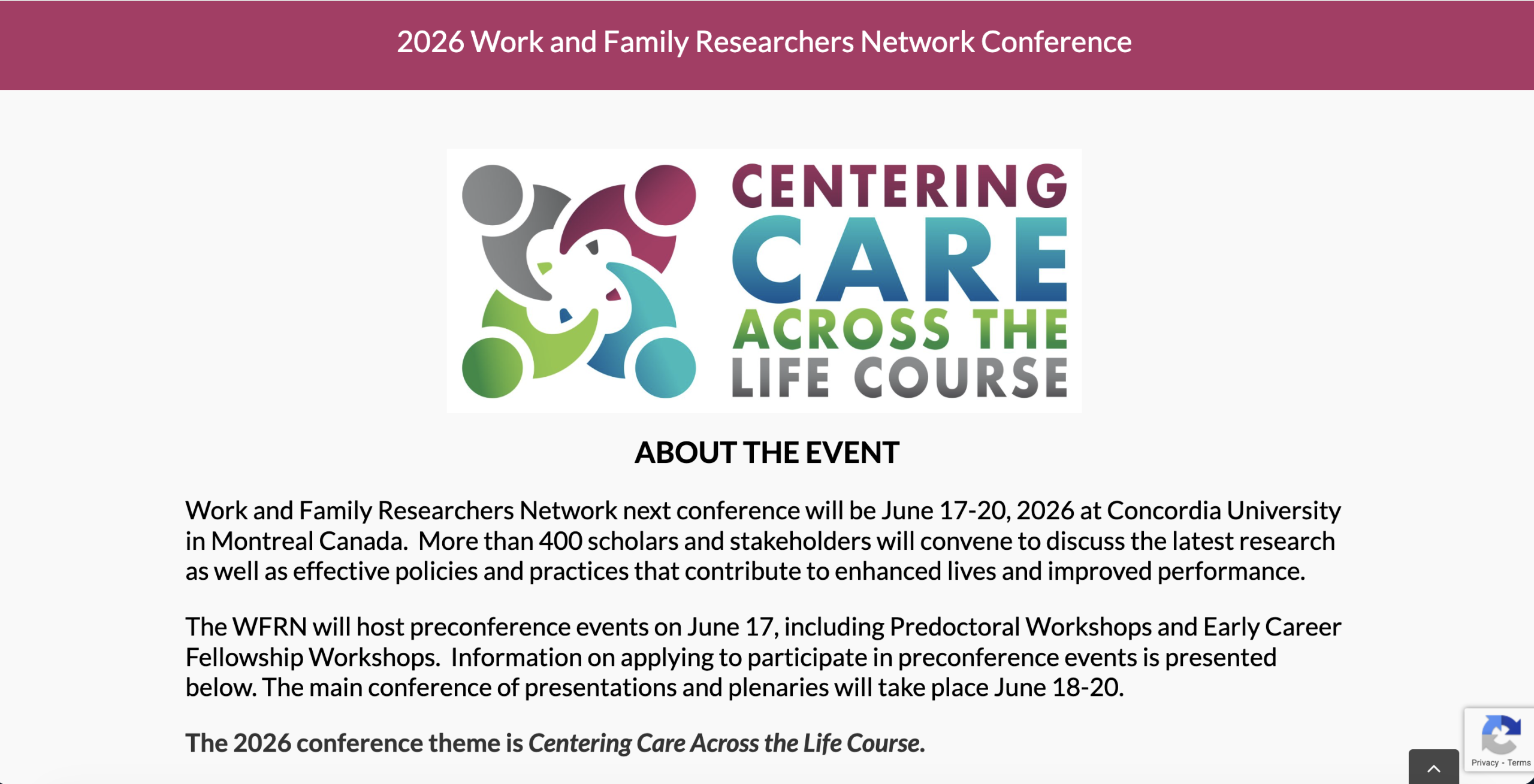 Work and Family Researchers Network (WFRN) Conference 2026