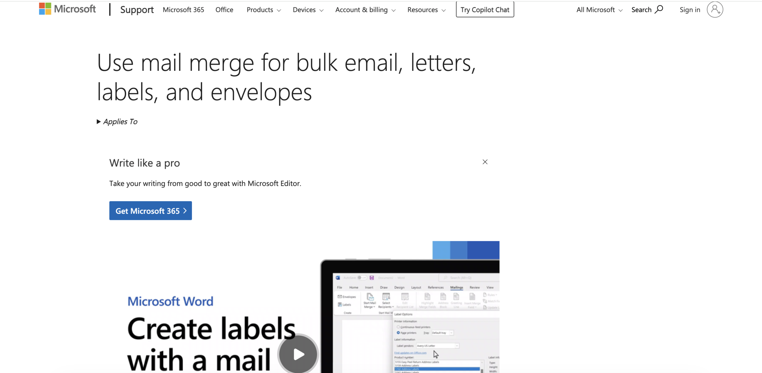 Microsoft Word (Mail Merge)