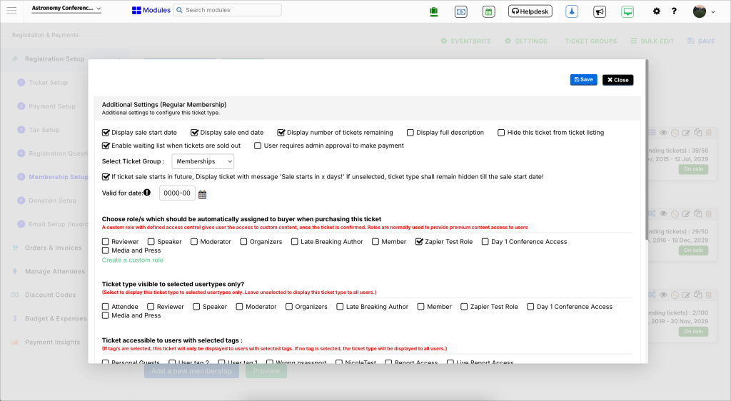 event membership software