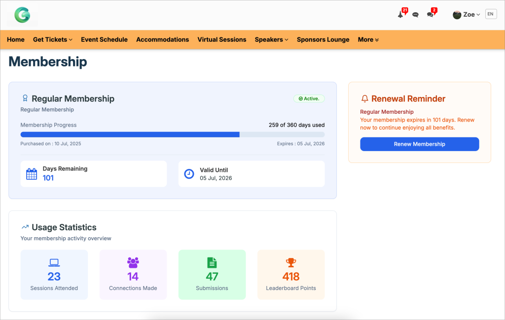 event membership software