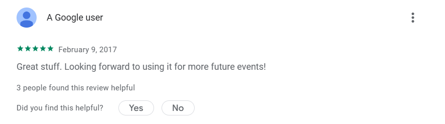 Google user review 2