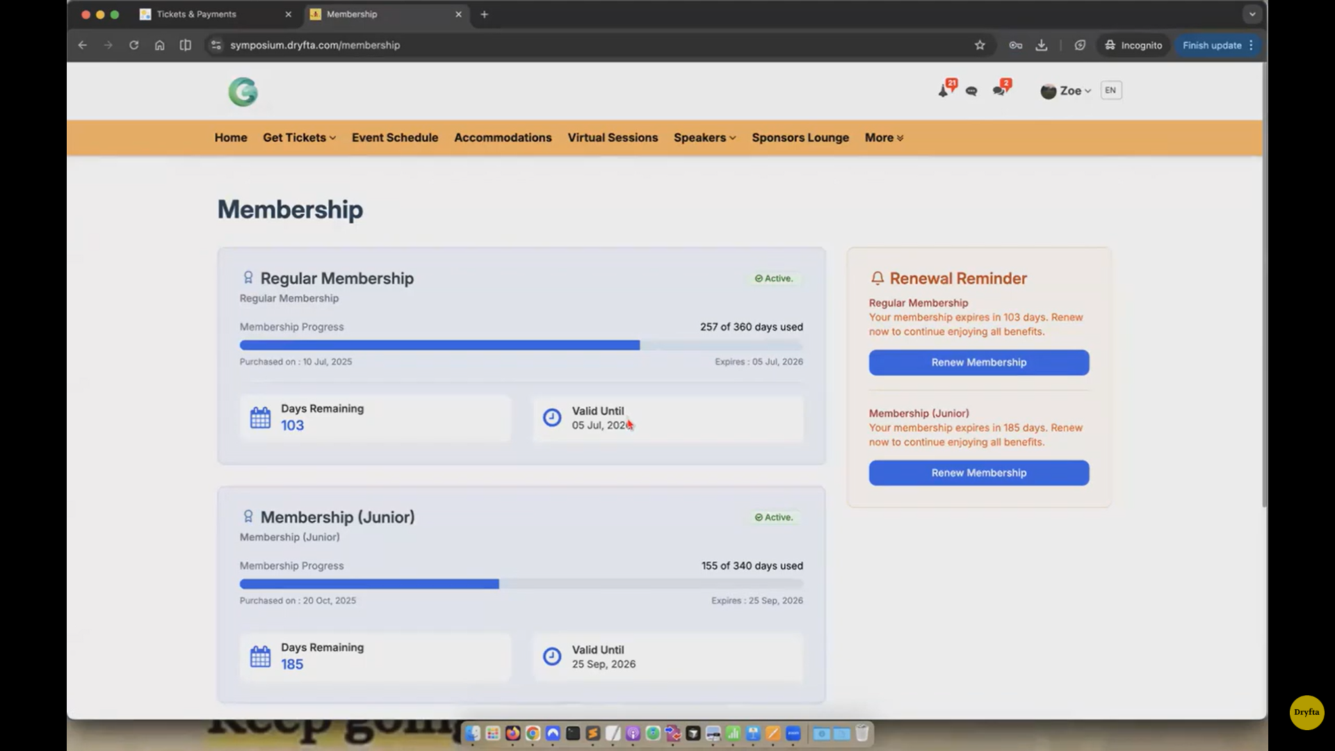 Dryfta event membership