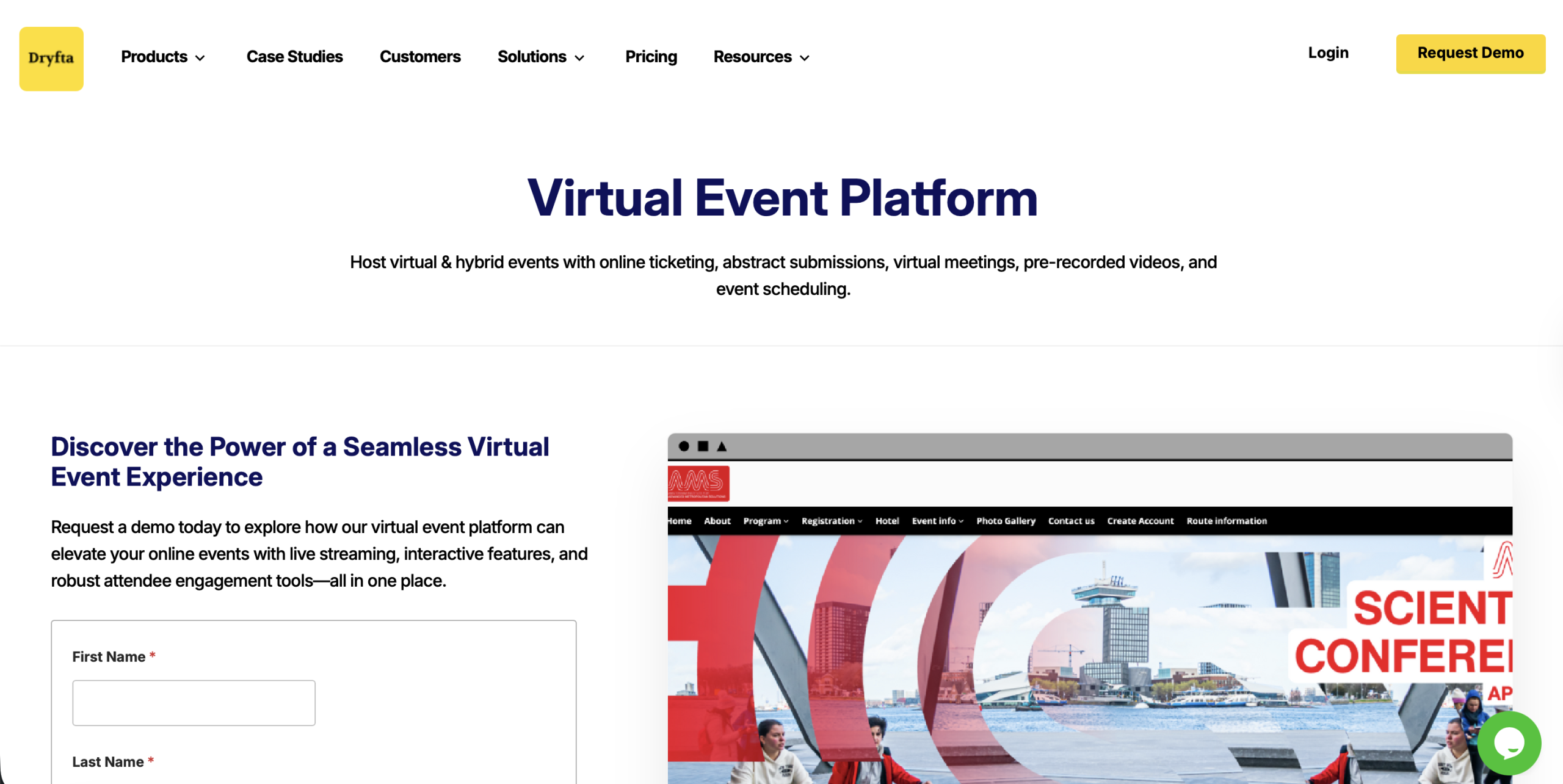 Dryfta Virtual event platform