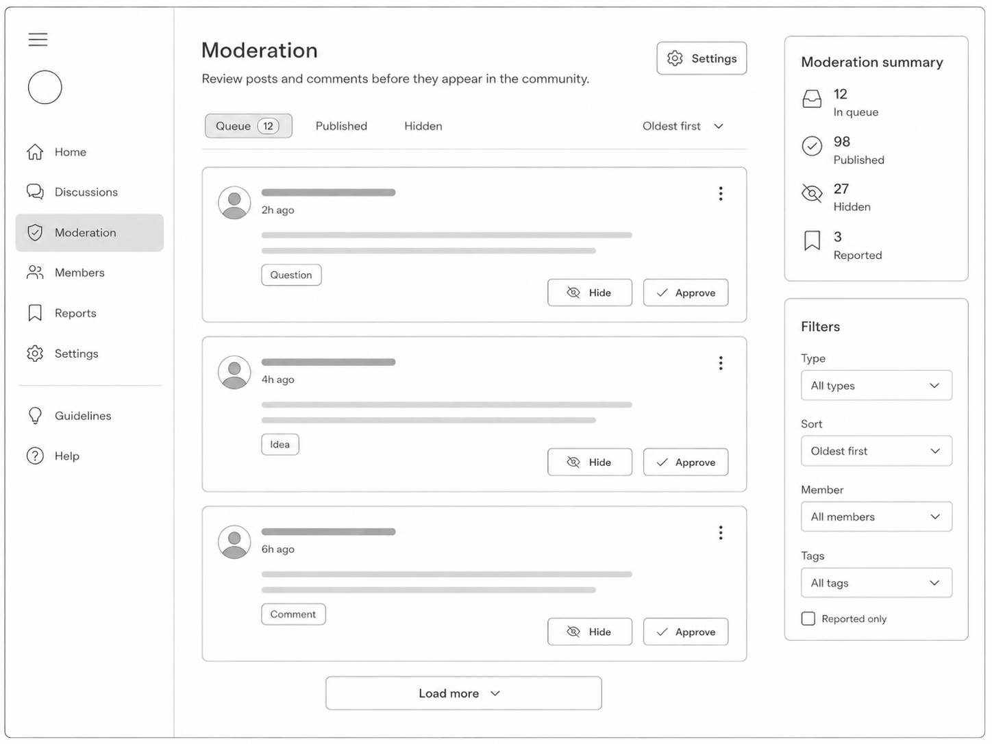Community moderation controls